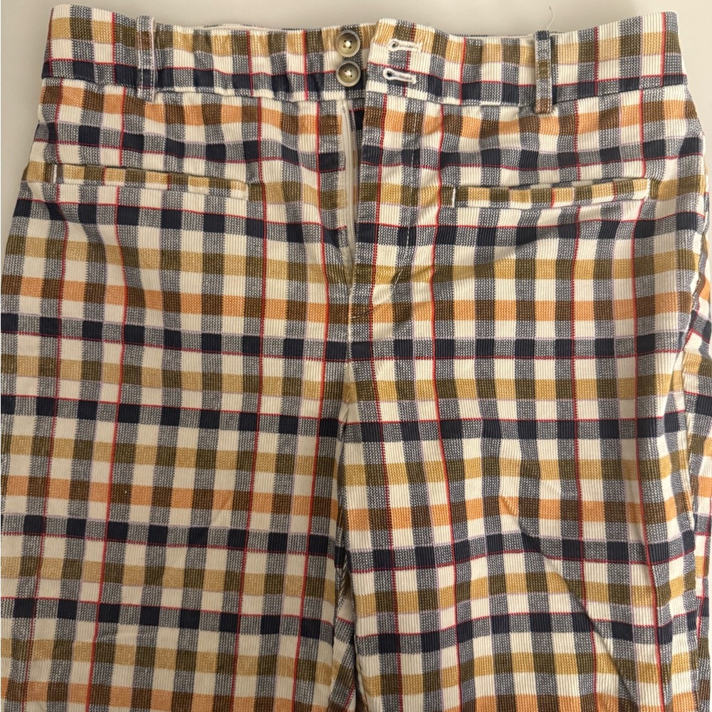 Anthropologie Essential Collection Skinny Kick Flare Plaid Corduroy Pants Sz 8 - Picture 2 of 6